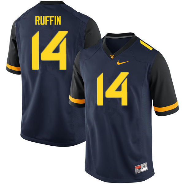 NCAA Men's Malachi Ruffin West Virginia Mountaineers Navy #14 Nike Stitched Football College Authentic Jersey JP23Z16CS